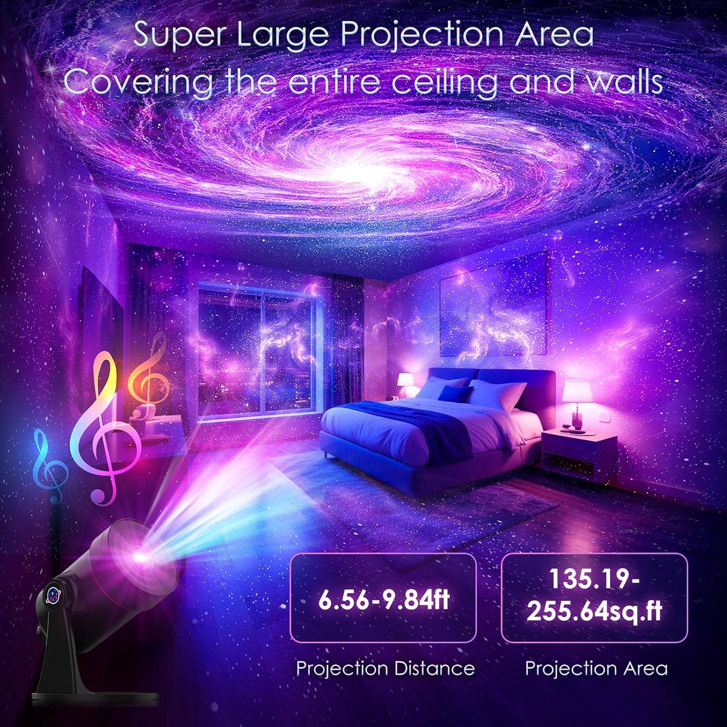 Galaxy Projector with White Noise - 28 Soothing Sounds & Starry Night Light for Kids & Adults