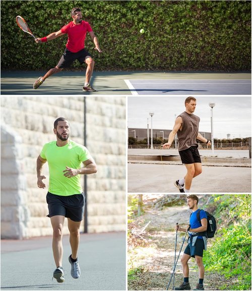 Kinglaman 2-in-1 Men's Running Workout Shorts - Quick Dry Athletic Shorts with Pockets | 4 Pack