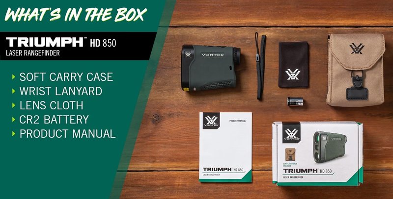 Vortex Triumph HD 850 Laser Rangefinder - HD Optical System, Black LCD Display, Shockproof, Waterproof - Unlimited, Unconditional Warranty