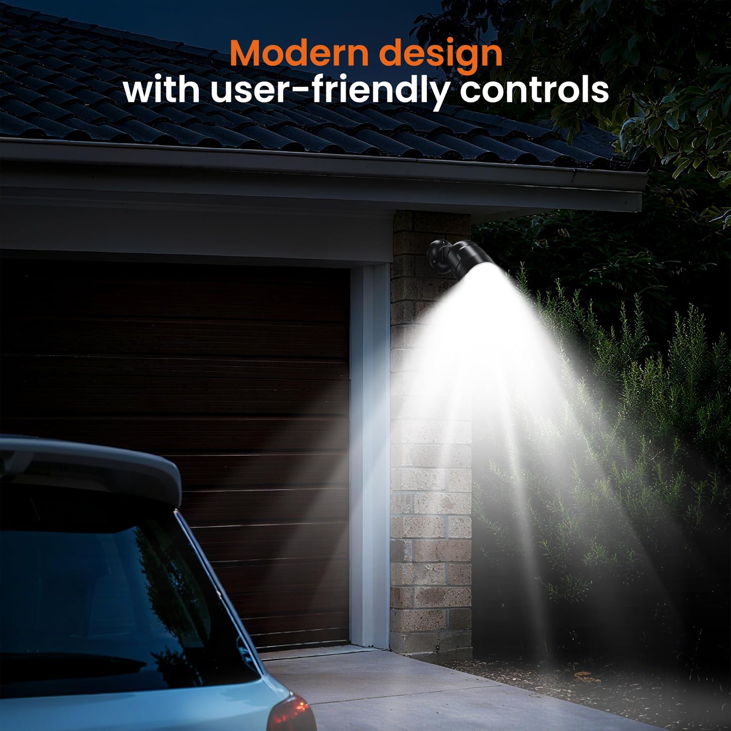 Mecanto Battery Operated Motion Sensor Light Outdoor, 4000mAh Rechargeable 600 Lumen 2 Modes(Dusk to Dawn) Battery Powered Spotlight Outdoor Waterproof for Porch, Garage, House