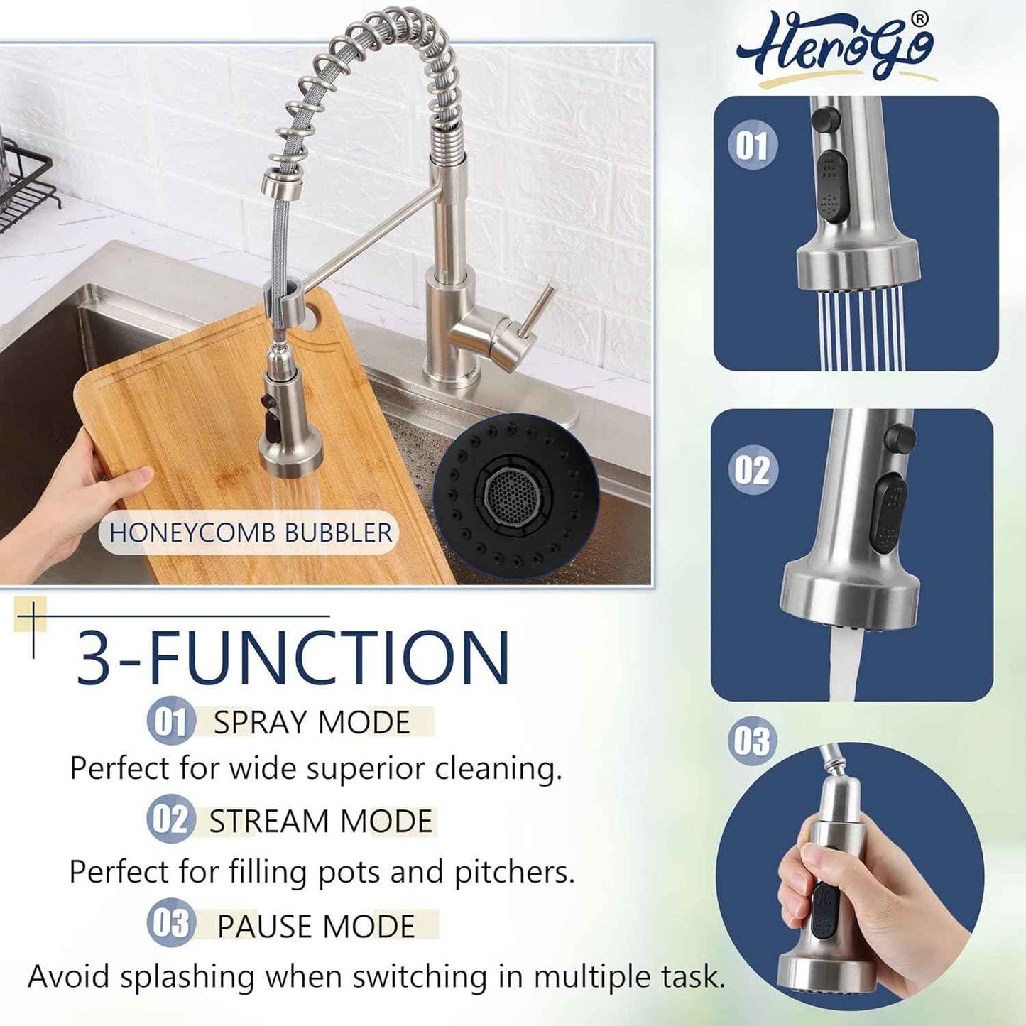 Touchless Kitchen Faucet with Soap Dispenser & Pull Down Sprayer - Commercial Grade Brushed Nickel