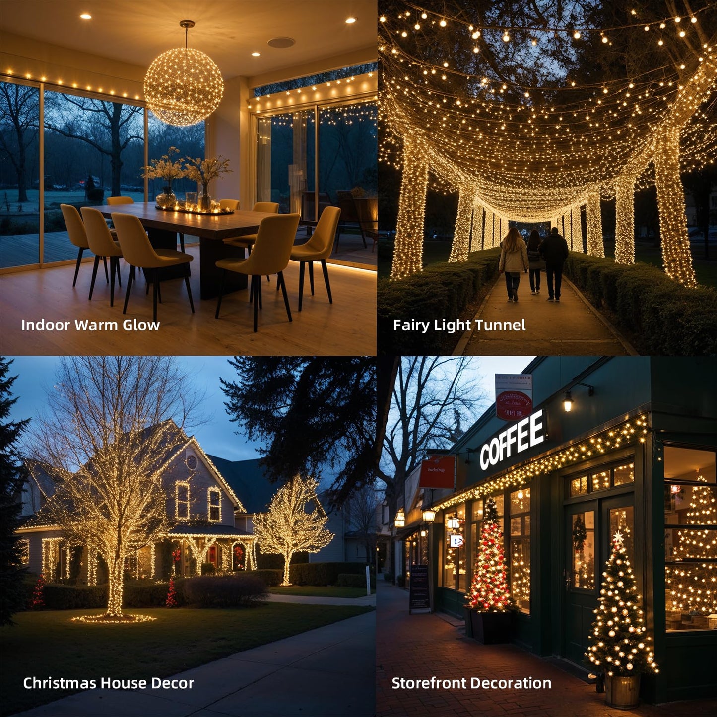 Etinga 100 LED String Lights 33ft Warm White, Plug in Fairy Lights with 8 Lighting Modes, Indoor Outdoor Christmas Lights for Bedroom Tree Yard Patio Wedding Holiday Decor (Warm White, 100 LED 33ft)