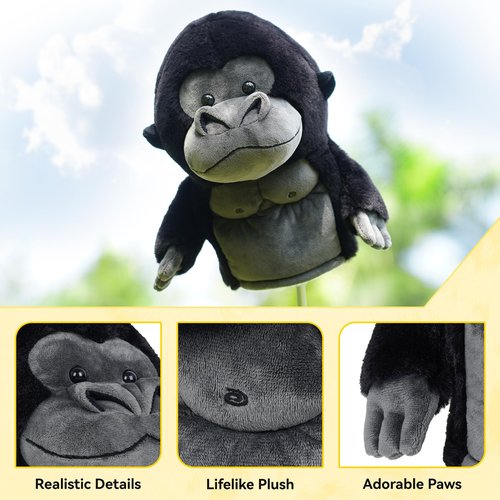Driver Headcover Funny Golf Headcover Animal Golf Club Head Covers Gorilla Design Black Plush Golfing Gifts for Men Women Golfer Fits up to 460CC Driver Head