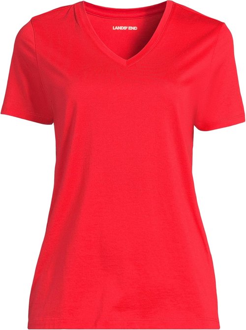Lands' End Supima Cotton V-Neck T-Shirt - Women's Relaxed Fit | American-Grown Quality