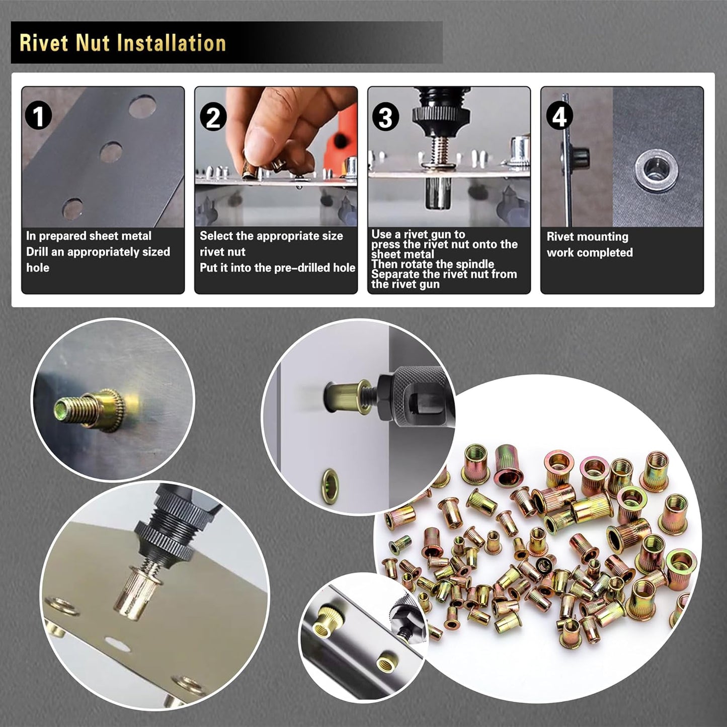 430-Piece Metric Rivet Nut Tool Kit - M8/M6/M5/M4/M3 for Automotive, Furniture & Industrial Use