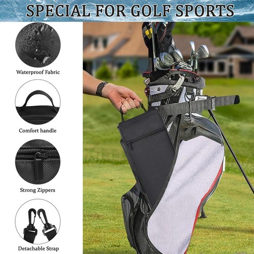 Golf Cooler Bag with Ice Pack, Keeps Drinks Cold for Hours, 6 Can Small Golf Bag Cooler, Fits Discreetly in Golf Bags, Cool Golf Gifts for Men Golfers (Black)
