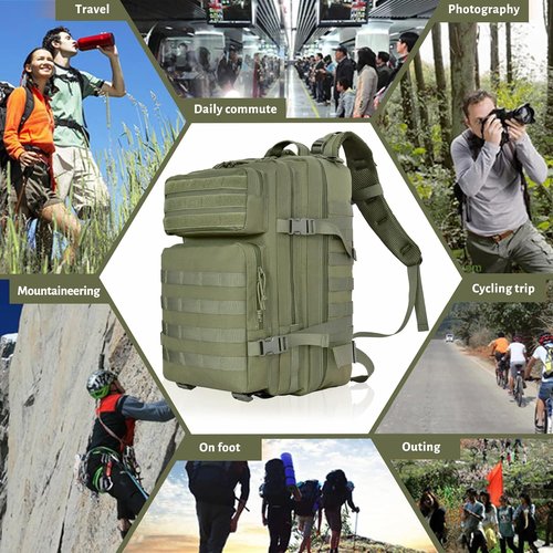 Createy 45L Military Tactical Backpack - Large 3-Day Assault Pack for Camping & Hiking