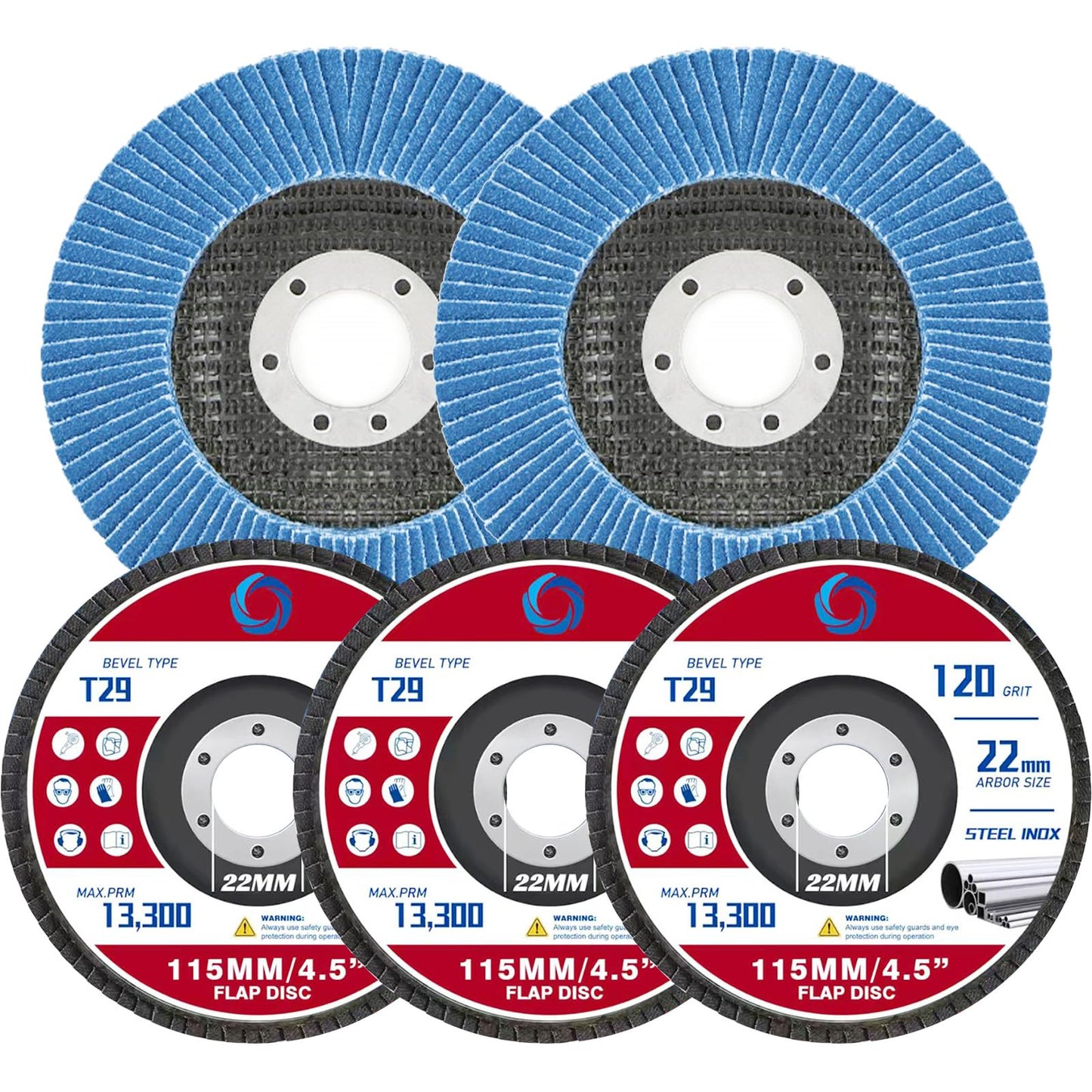 Beliiant Abrasive Flap Discs,5 Pack,Premium 4.5" x 7/8" Type 29 High Density Zirconia Flap Sanding Discs 4-1/2 Inch for Angle Grinder,Grinding Wheels & Discs,Sanding Discs for Wood & Metal.(40 Grit)