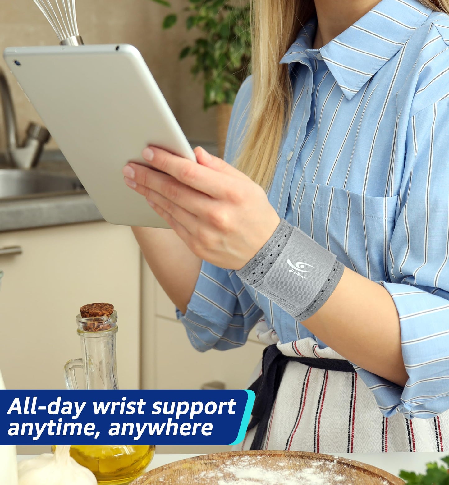 HiRui Wrist Brace (2 PCS) - Adjustable Compression for Carpal Tunnel Arthritis Tendonitis Sprain Pain Relief | Wrist Support Wrist Wraps for Both Hands, Ideal for Sports & Gym Workouts (Gray)