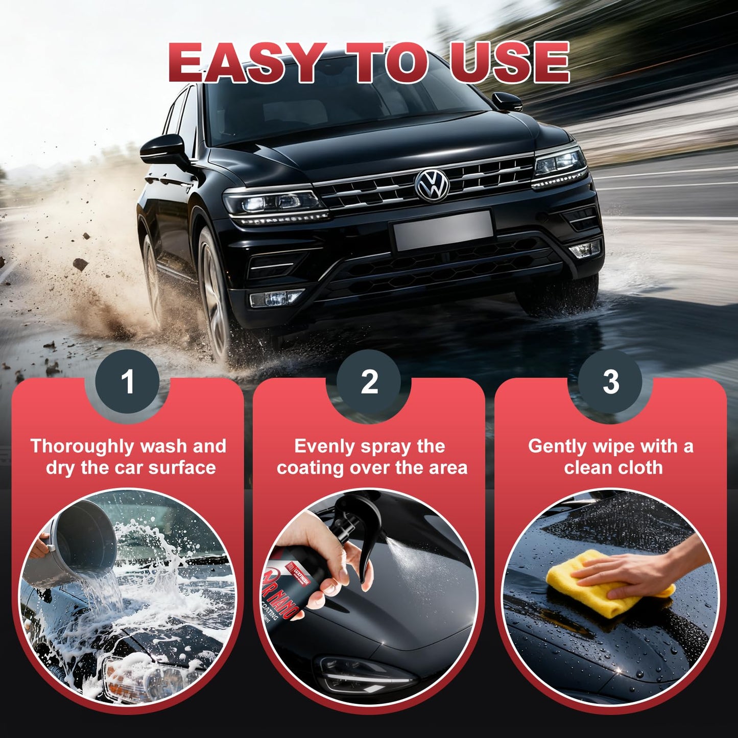LUXFINISH Pro-Grade Sio2 Ceramic Coating Spray 6.8 oz - Super Hydrophobic Water Beading & Deep Gloss Paint Sealant - 3 Months of Long-Lasting Shine & Sleek Slickness - Ultimate All-Season Defense