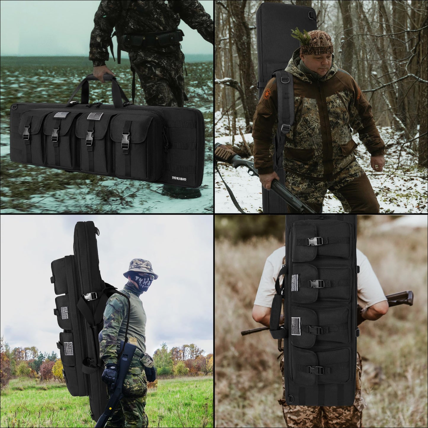 TORIBIO Double Rifle Case Gun Bag 30/34/36/42/46/48/51/55"-48" x 12" Black