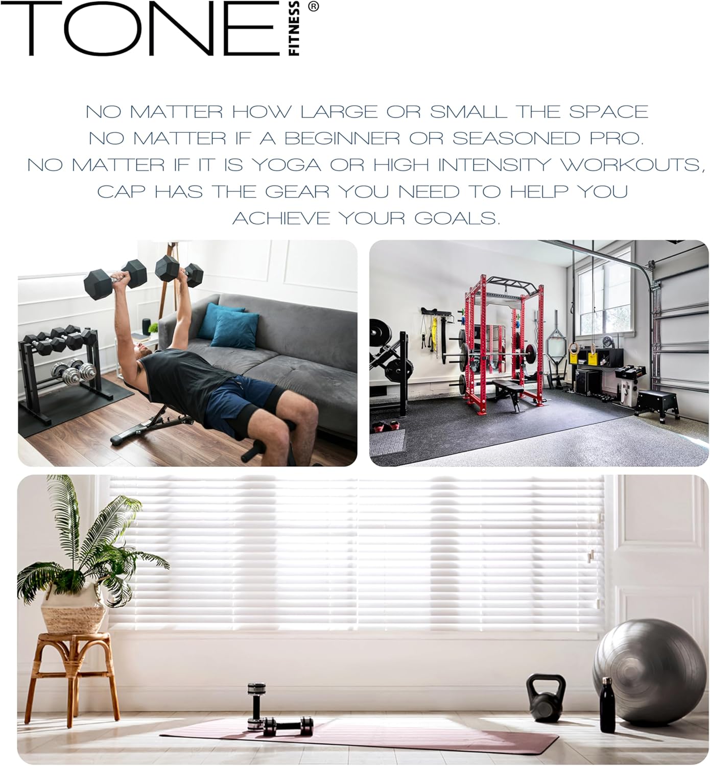 Tone Fitness Yoga Mat - 1-Inch Thick, High-Density Non-Slip Exercise Mat with Carrying Strap | Ideal for Yoga, Pilates & Home Workouts