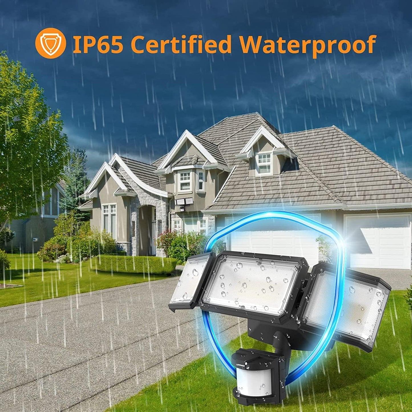 1500LM Battery Powered LED Flood Light with Motion Sensor - Waterproof Security Light for Garage, Yard & Porch