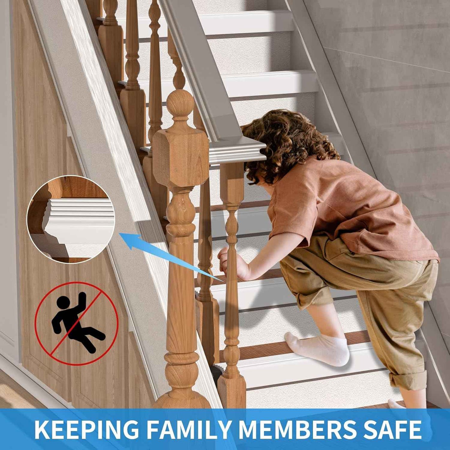 Self-Adhesive Rubber Stair Nosing Trim - 40 FT Black Edge Protector for Indoor & Outdoor Steps