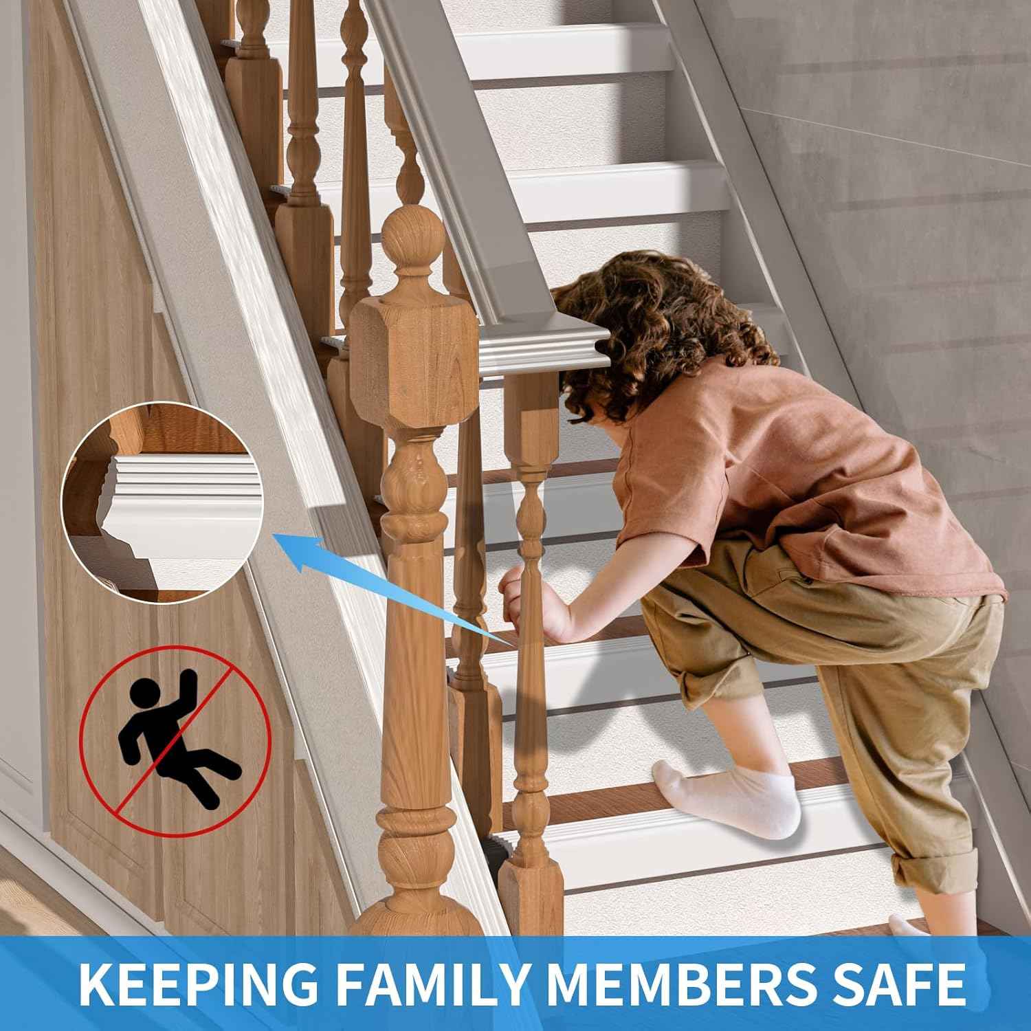 Self-Adhesive Rubber Stair Nosing Trim - 40 FT Black Edge Protector for Indoor & Outdoor Steps