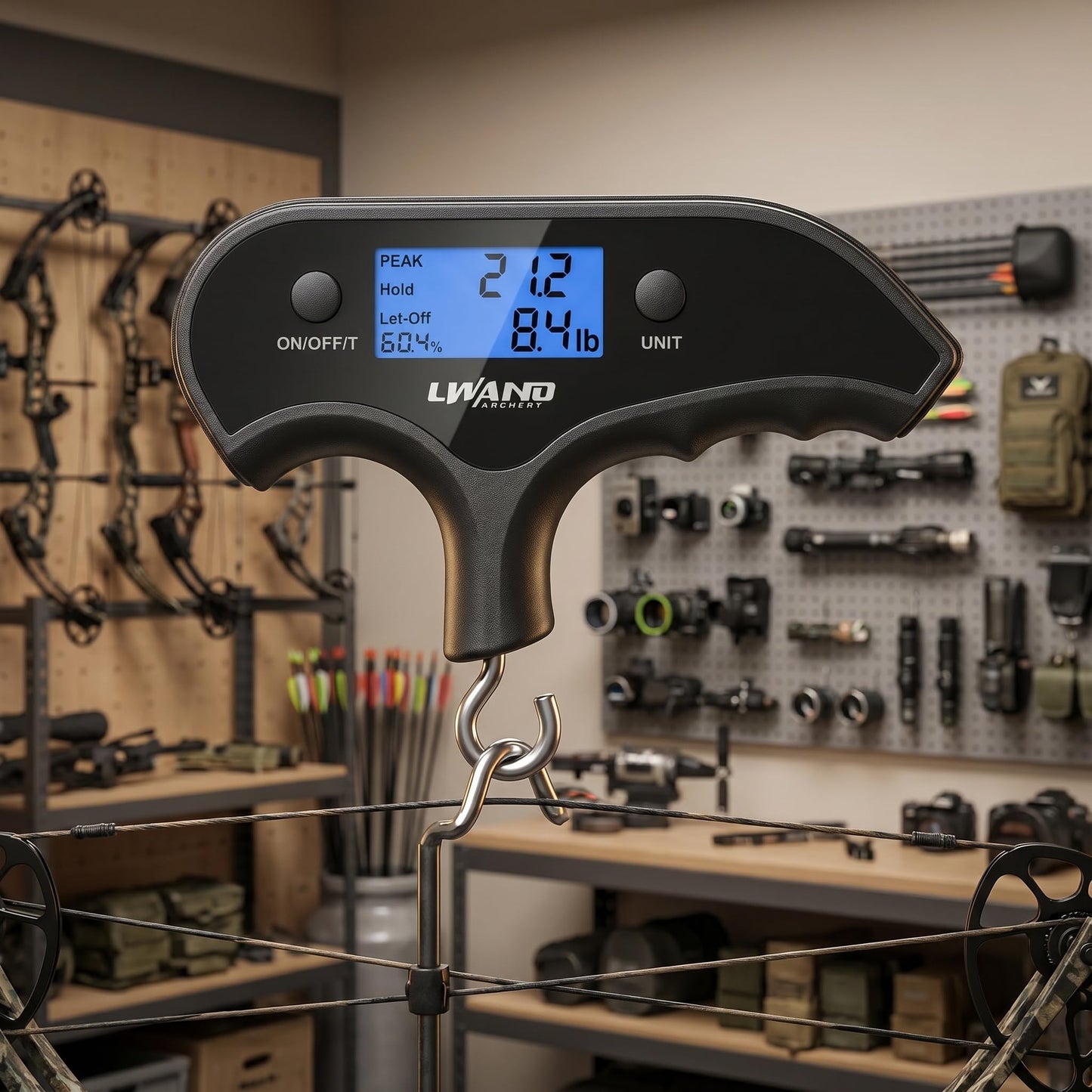 Archery Compound Bow Scale Portable Digital Draw Weight Scale, Accurate Up to 110lbs/50kg, Ideal for Hunters & Archers Compound & Recurve Bows, Lightweight