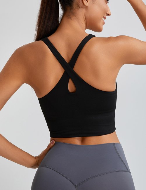 BMJL Womens Workout Tank Tops with Built in Bra Athletic Sports Crisscross Back Summer Going Out Clothing 2025(S,Black)