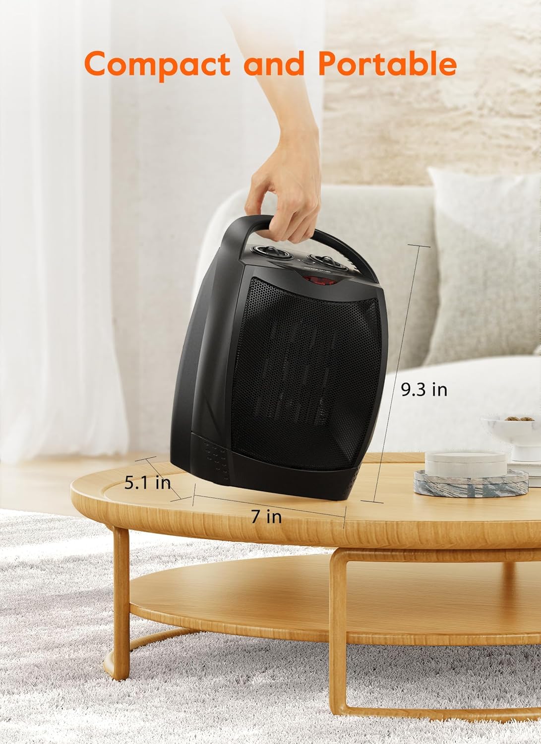 1500W Electric Space Heater with Remote - Portable PTC Ceramic Heater for Home & Office