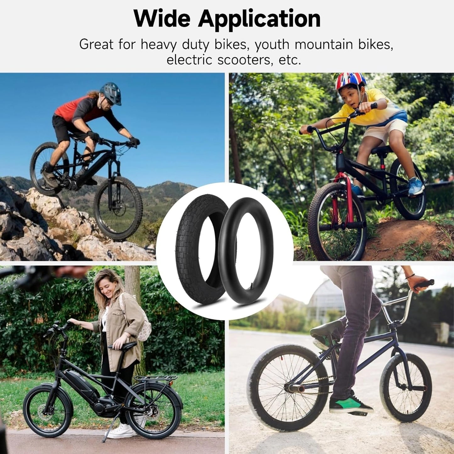 Yeesport 12.5" Kid Bike Tires - Heavy Duty 2-Pack with Inner Tubes & Repair Kit | 12.5x2.25 Schrader Valve
