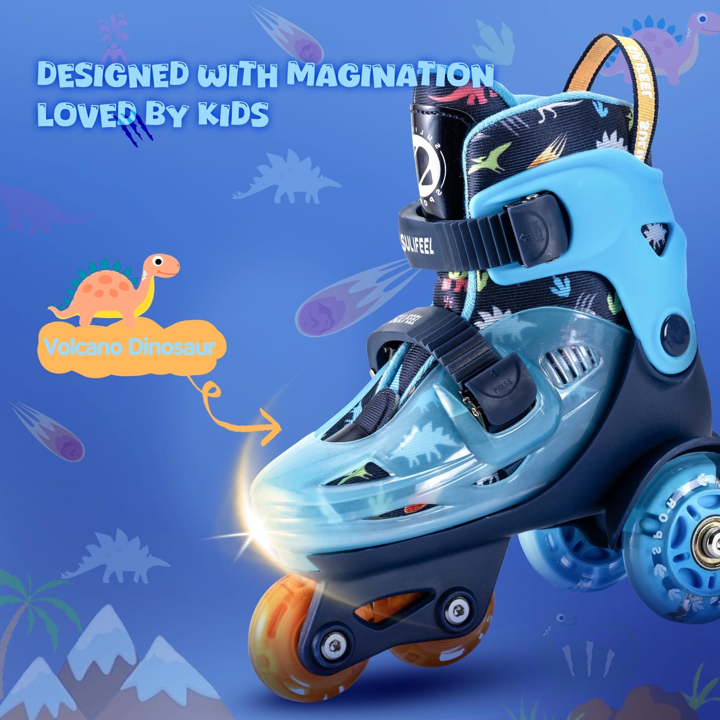 SULIFEEL Adjustable Toddler Roller Skates for Girls Boys Kids,Fun Illuminating Light Up Flash Wheels Three-Point Type Balance Suitable for Beginners Indoor and Outdoor Roller Skating
