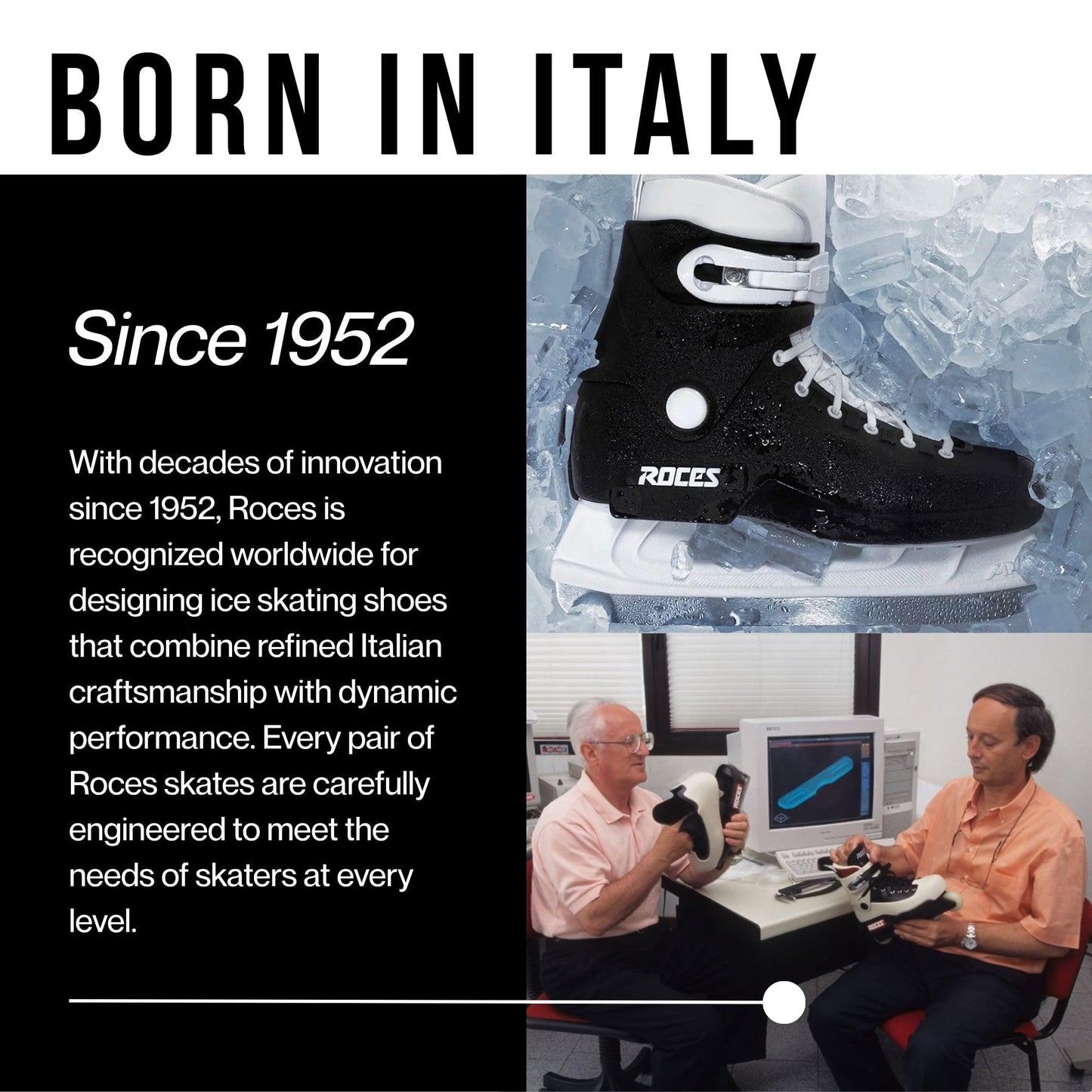 ROCES RSK 2 Ice Skates for Men, Classic Hockey Style Stainless Steel Figure Skates with Lace & Power Strap Closure System & Anatomic Padding Footbed for Comfortable Everyday Wear, Black