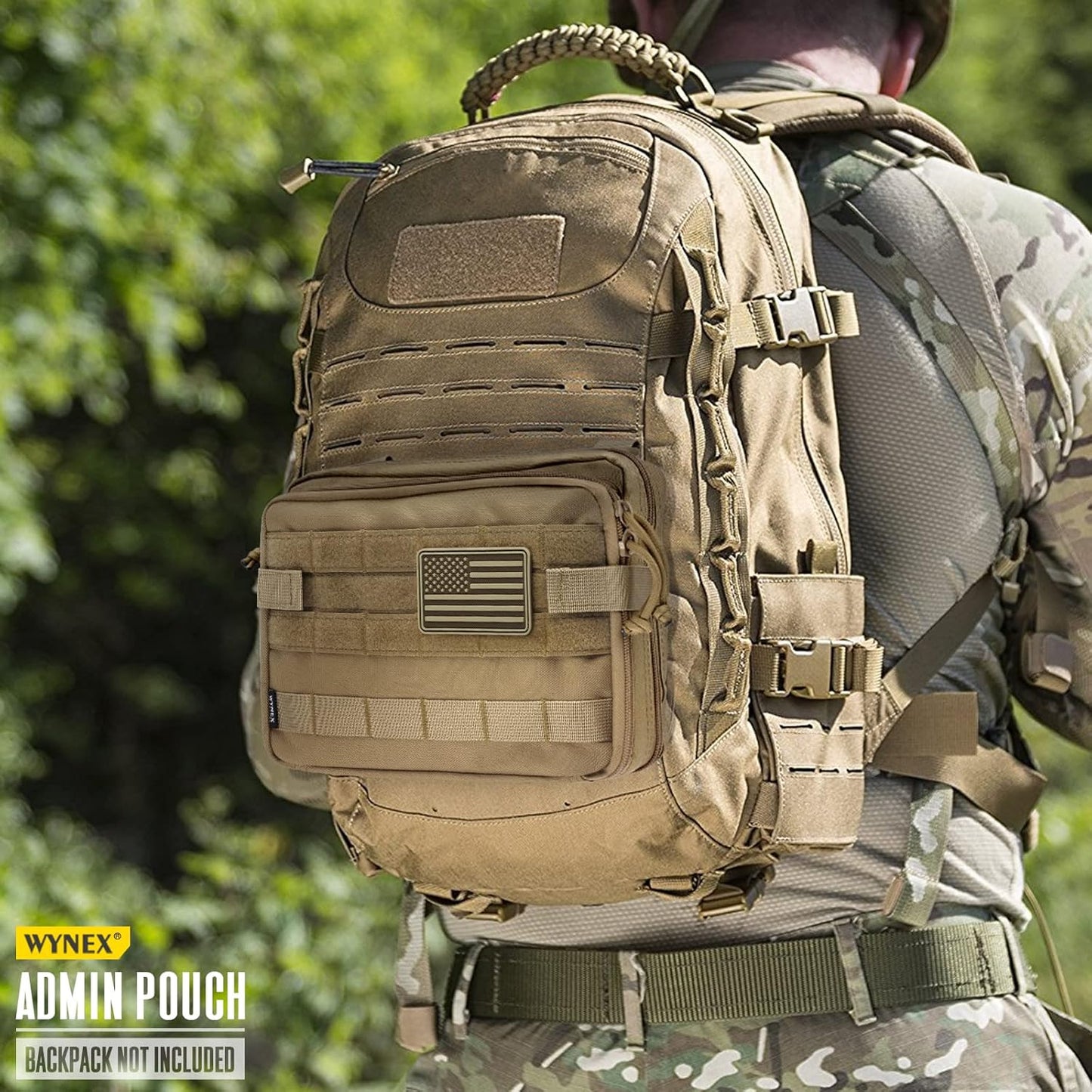 WYNEX Tactical Large Admin Pouch - Double Layer Molle EDC Utility Pouch with Map Sleeve & Flag Patch