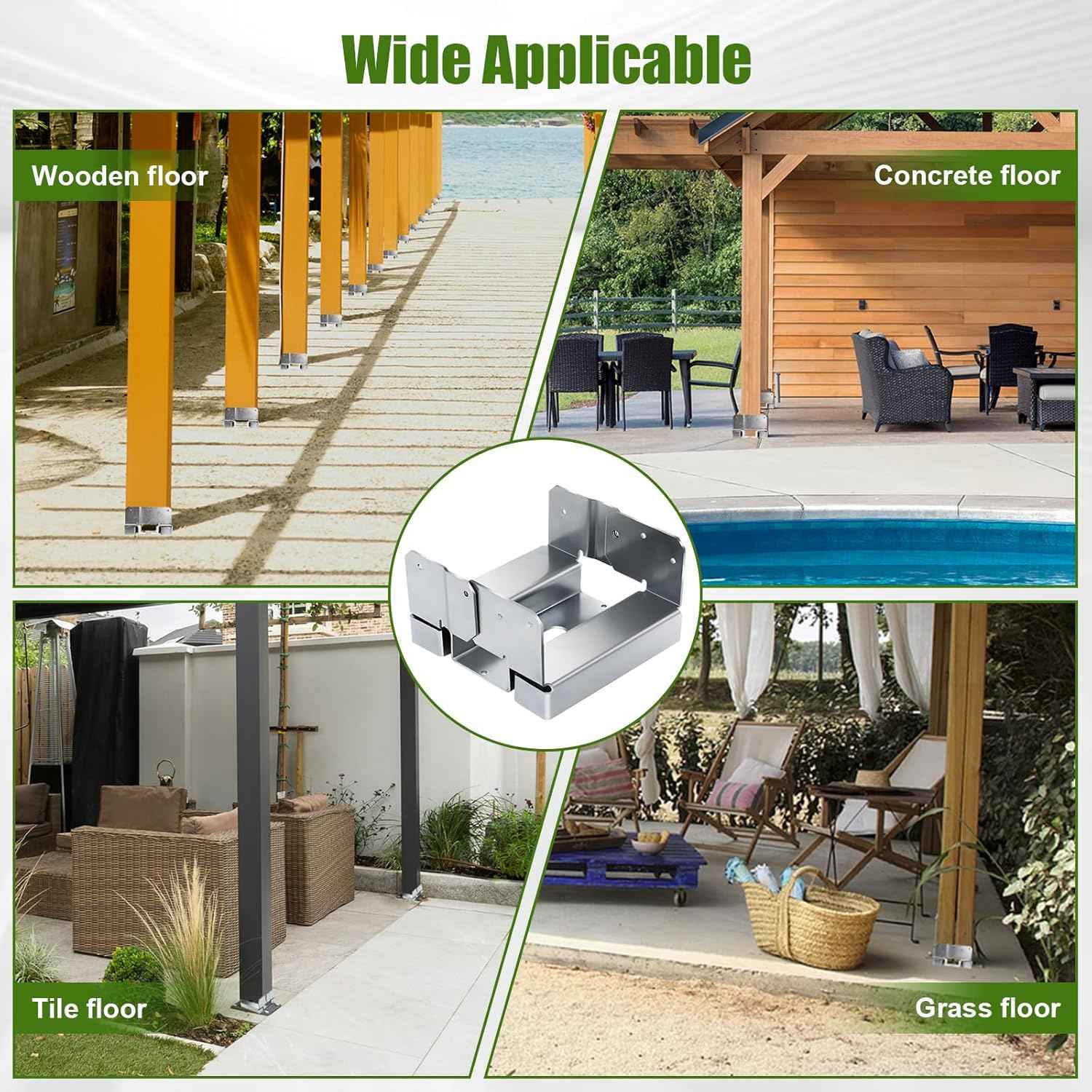 Heavy-Duty 6-Pack 6x6 Post Base Anchors - Adjustable Galvanized Bracket Kit for Decks & Patios