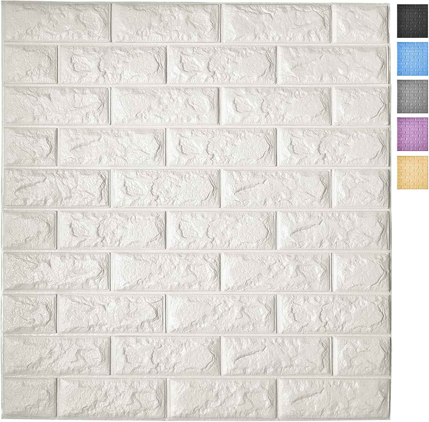 Faux Brick 3D Wall Panels - 10-Pack Peel and Stick Waterproof Foam Wallpaper in Red Brown for Bedroom, Bathroom, Kitchen