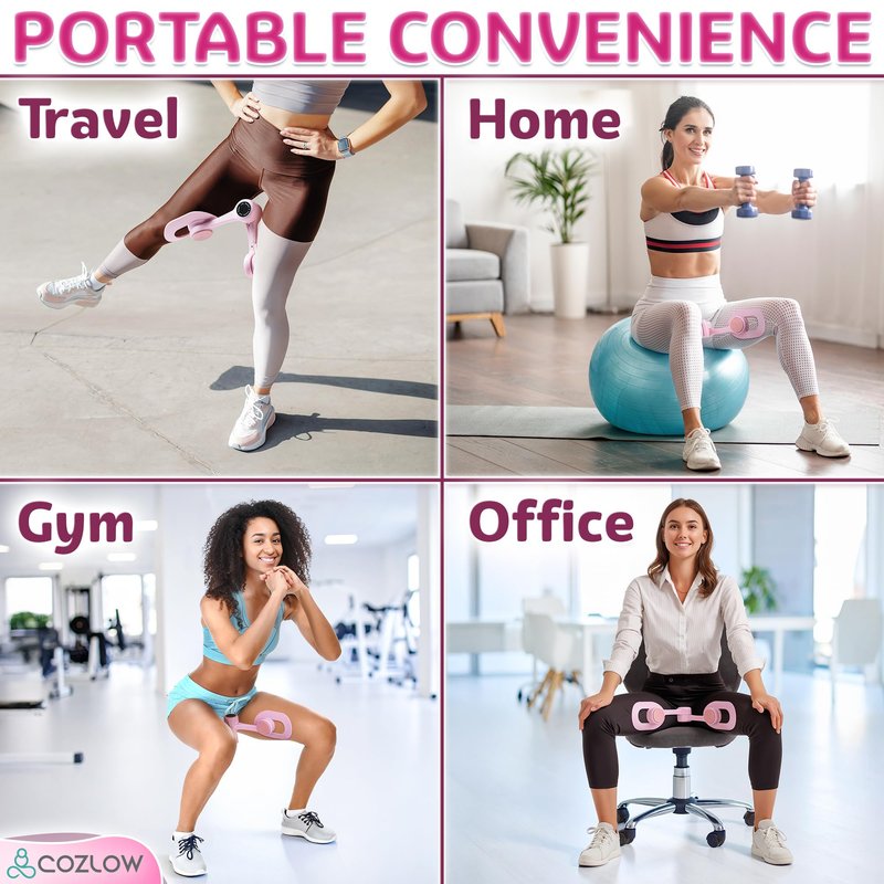 Cozlow - Leg / Thigh Trainer - Multifunctional Exerciser and Muscle Toning / Strengthening Device with Adjustable Grippers for Pelvic Floor, Hip, Glutes, Arms Workout - Kegel Exercise, Leg Squeezer