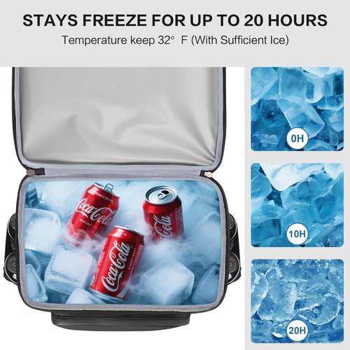 Hulongo Large 52cans Waterproof Insulated Cooler Backpack for Men & Women, Leak Proof Backpack Cooler, Soft, 8Gal (Black)