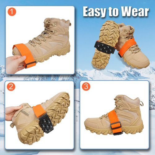 Mid-Sole Ice Cleats for Boots and Shoes Men & Women Crampons Anti Slip Ice Shoes Snow Traction Cleats -Rotatable Traction Aids for Winter Snow L/XL-2PCS