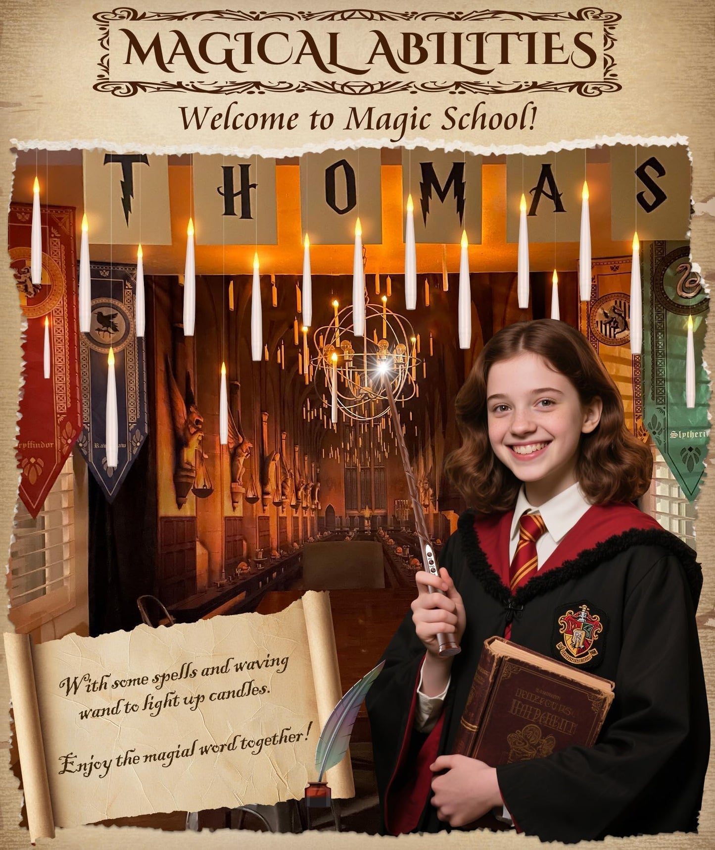 Halloween Decorations Floating Candles with Wand: 20Pcs Flameless Floating Candles with LED Warm Lights Battery Operated Magic Candle for Birthday Gifts Halloween Party Decorations Indoor Home Decor