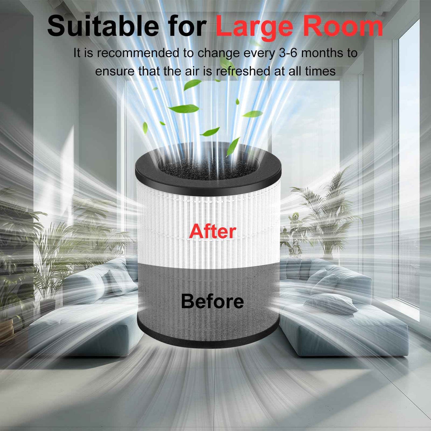 Doifyn M03 Replacement Filter Compatible with MOOKA M03 & B-D03 Air Purifier, True Filter, Activated Carbon & Pre-filter, 3-in-1 Filtration System for Home Large Room up to 1500 ft², 2 Pack