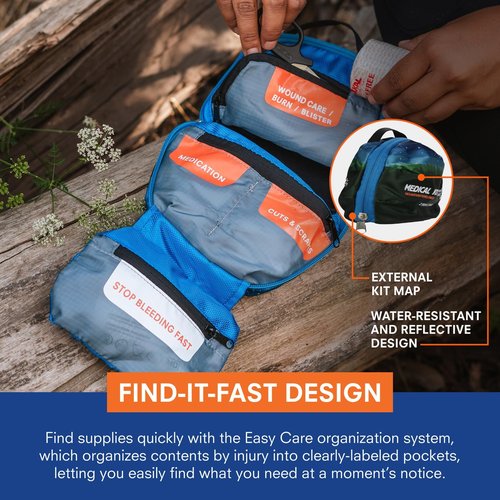 Adventure Medical Kits Mountain Series Medical Kit - Hiker - Emergency Medical First Aid Kit - for 2 People for 2 Days - Comes with a Trauma Pad, Medicine, Guide Book & More - Forest