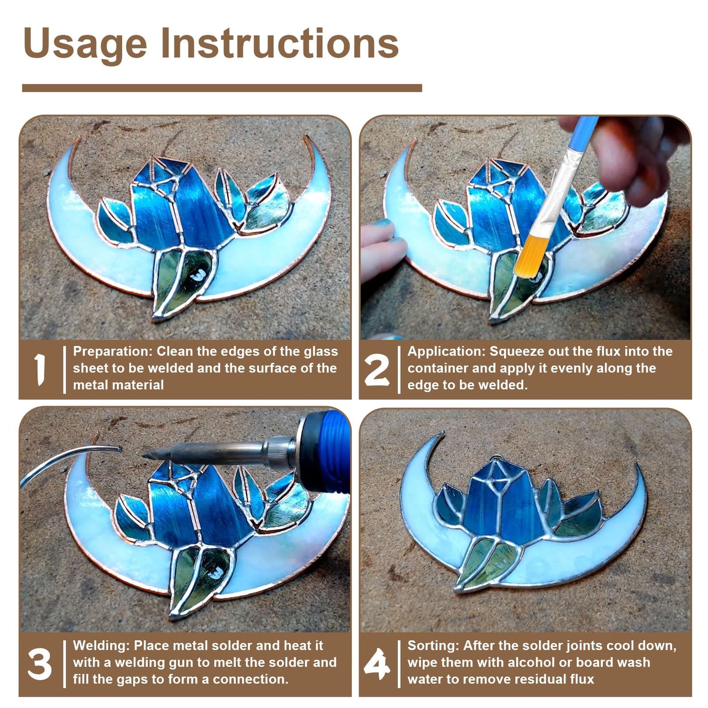 WAN2TLK Liquid Flux Soldering 100ml - Stained Glass Flux for Soldering Work, Glass Repair and More - Stain Glass Tools and Supplies - Waterbased Liquid Zinc Flux for Stained Glass