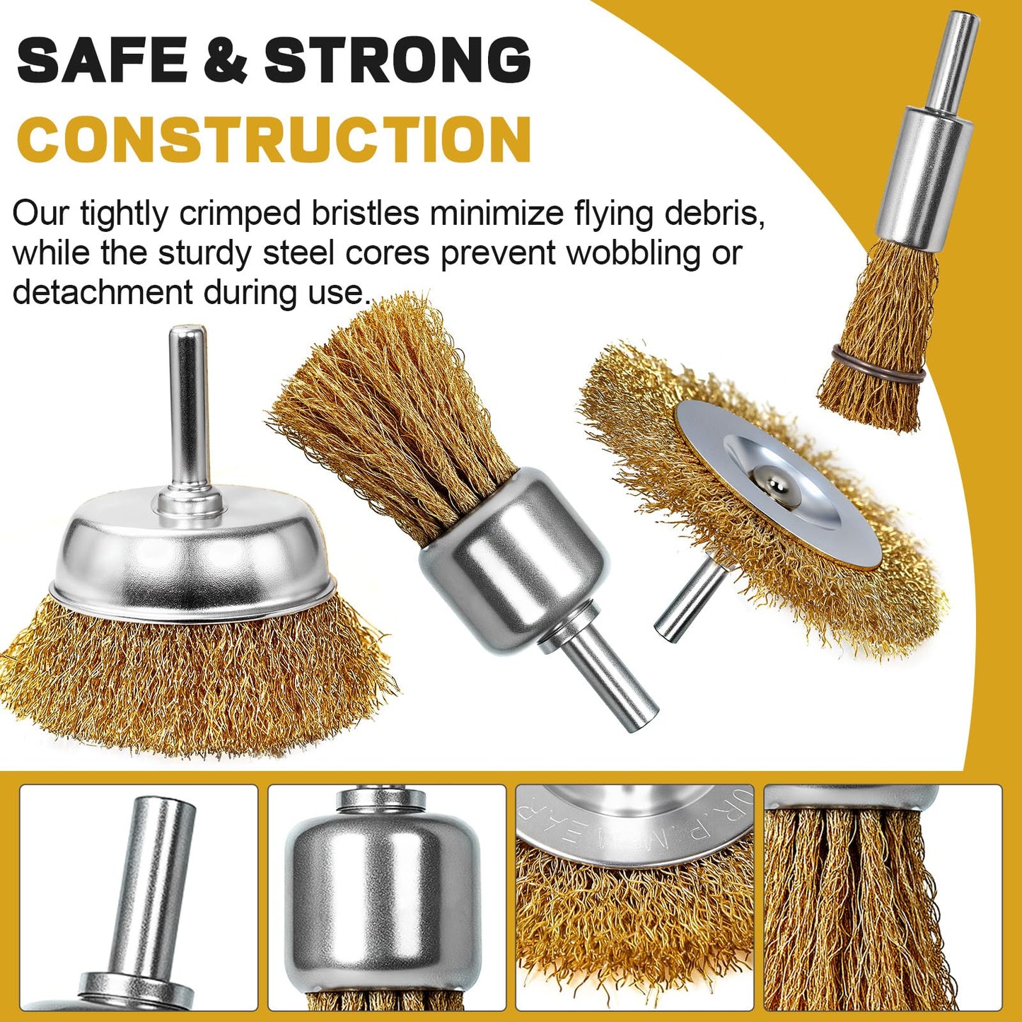 SBGGRL 9 Pcs Carbon Steel Wire Brush for Drill Rust Removal Kit,Wire Wheels and Pen Metal Wool Brushes Drill Attachments Cup for Corrosion and Scrubbing Surfaces,1/4-Inch Round Shank