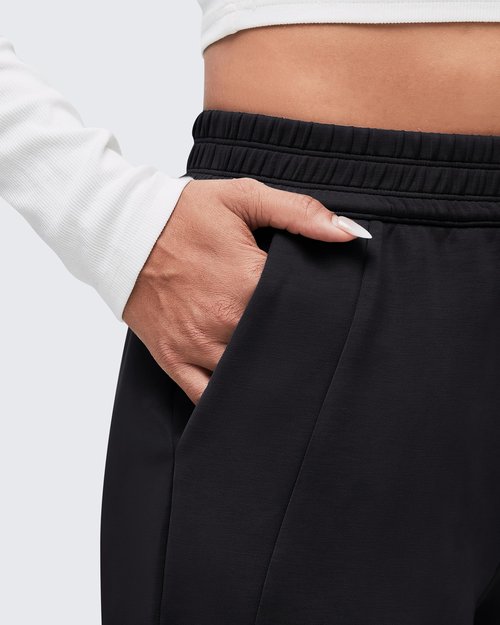 G4Free Wide Leg Sweatpants with Pockets for Woman Modal High Waist Stretch Sweat Pants Casual Lounge Workout Pants(Black,M,Regular)