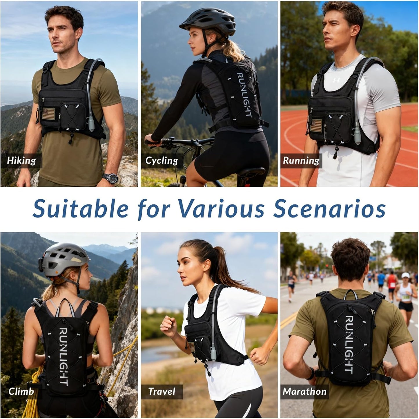 Runlight Running Vest - Lightweight Adjustable Hydration Pack with 1.5L Water Bladder & Pistol Holster