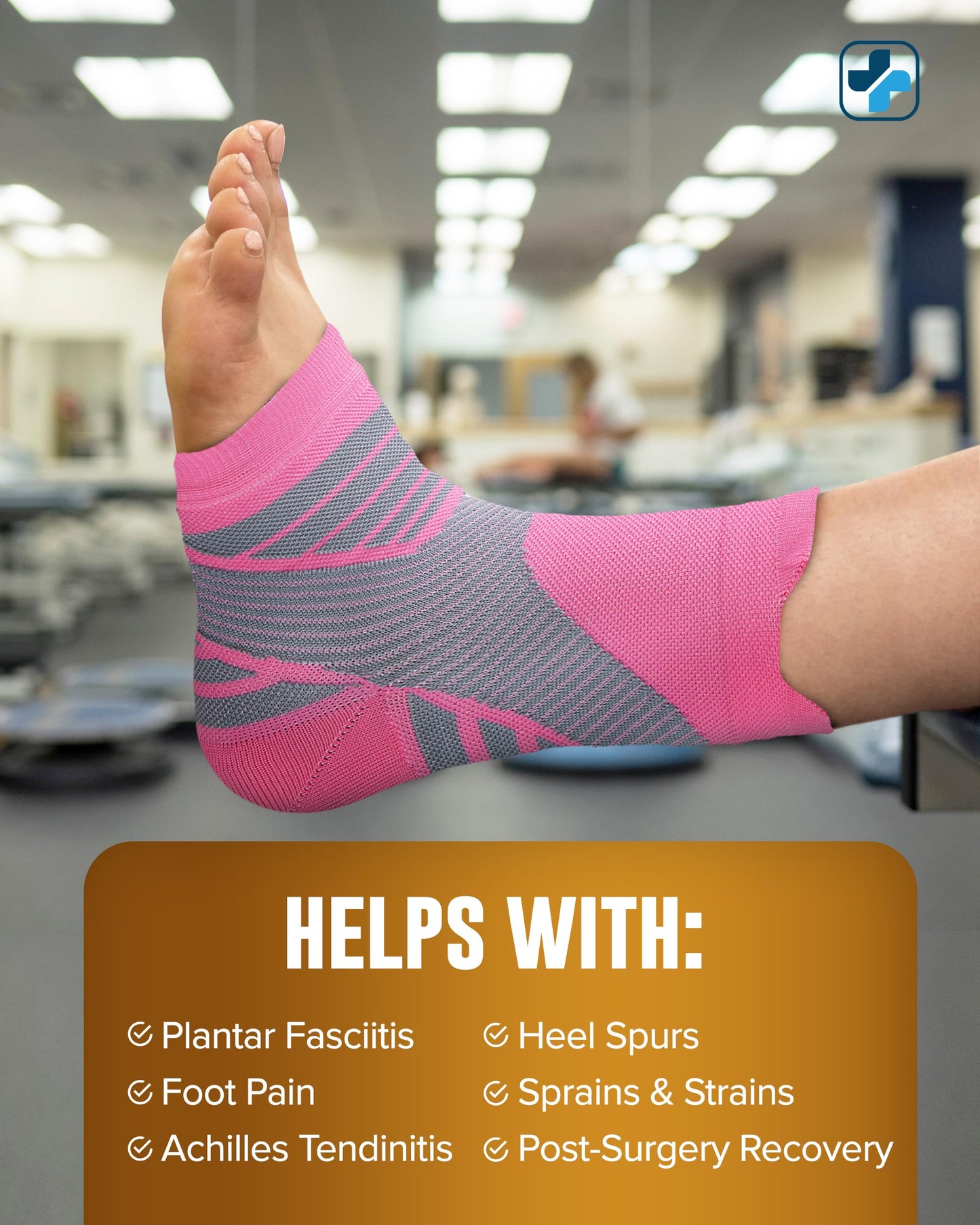 Doctor's Select Copper Ankle Sleeve - Copper Foot Compression Sleeve, Ankle Brace for Women, Compression Socks for Plantar Fasciitis Women, Sleeve for Sprained Ankle, Pink