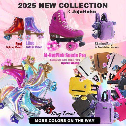 JajaHoho Roller Skates for Women, Holographic High Top Classic Rollerskates, Shiny Double-Row Blue Four Wheels Quad Skates for Girls Indoor & Outdoor (Red, Size 10)