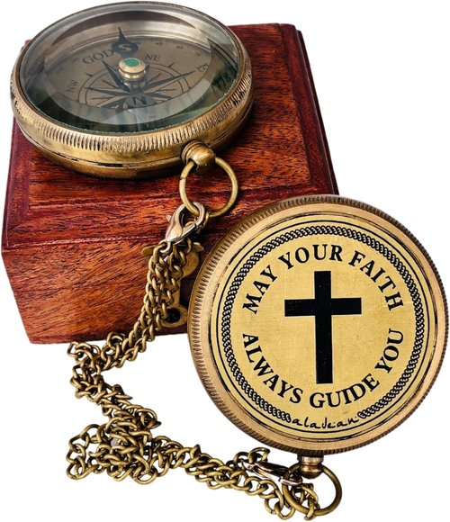 God's Faith Compass - Engraved Christian Hiking Compass Gift for Men & Women | Perfect for Baptism, Communion, Confirmation