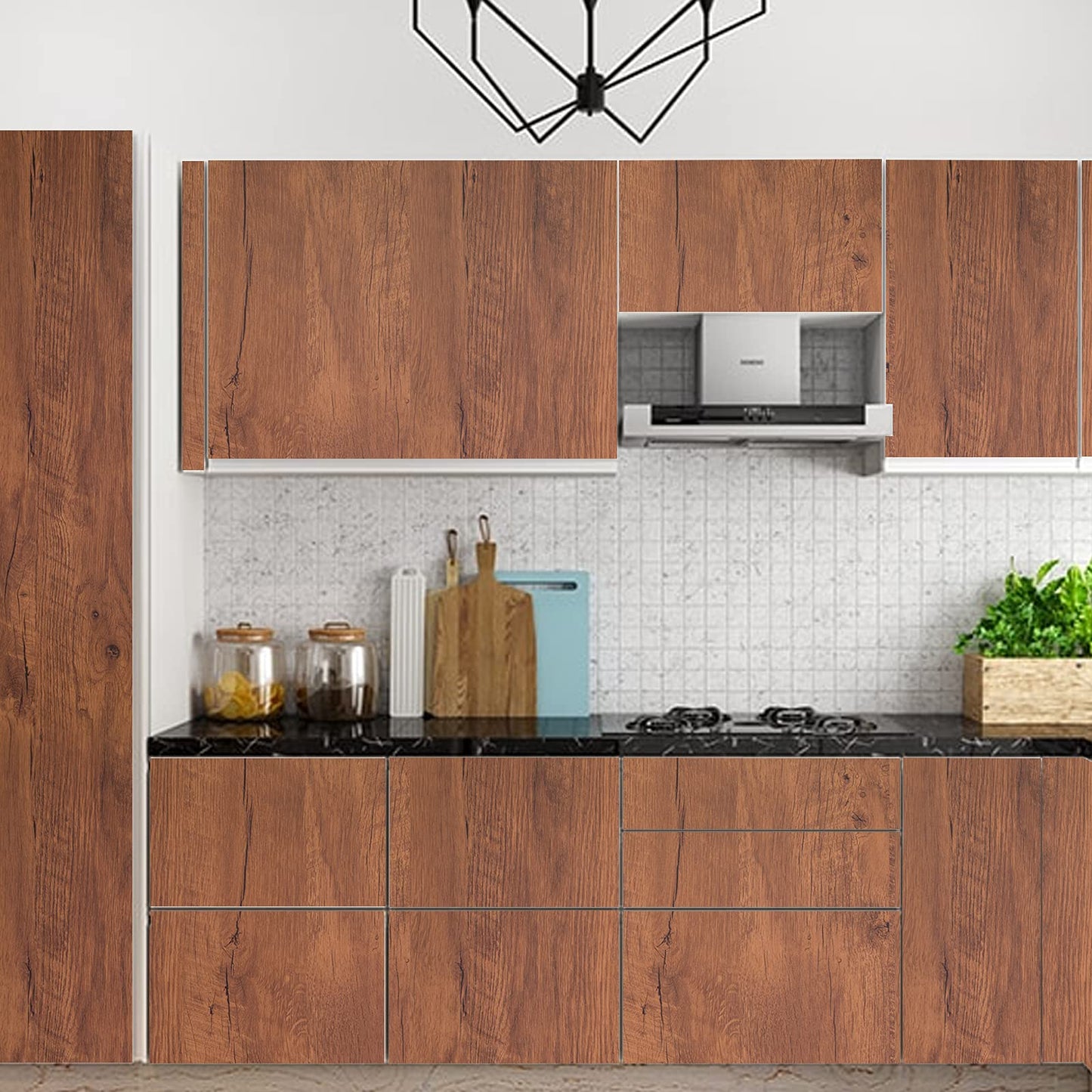 Decoroom Wood Grain Contact Paper with Tools, 17.71" X 118" Brown Peel and Stick Wallpaper, Self-Adhesive Wood Wallpaper Removable for Old Furniture Kitchen Cabinets