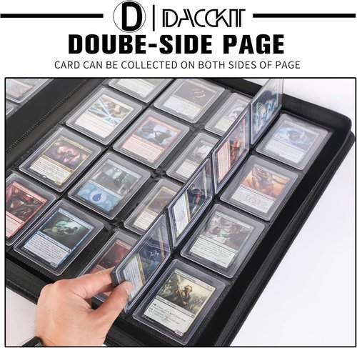 D DACCKIT Top Loader Binder - Holds 640 Cards | 16-Pocket Sky Blue Binder for Trading & Sports Cards