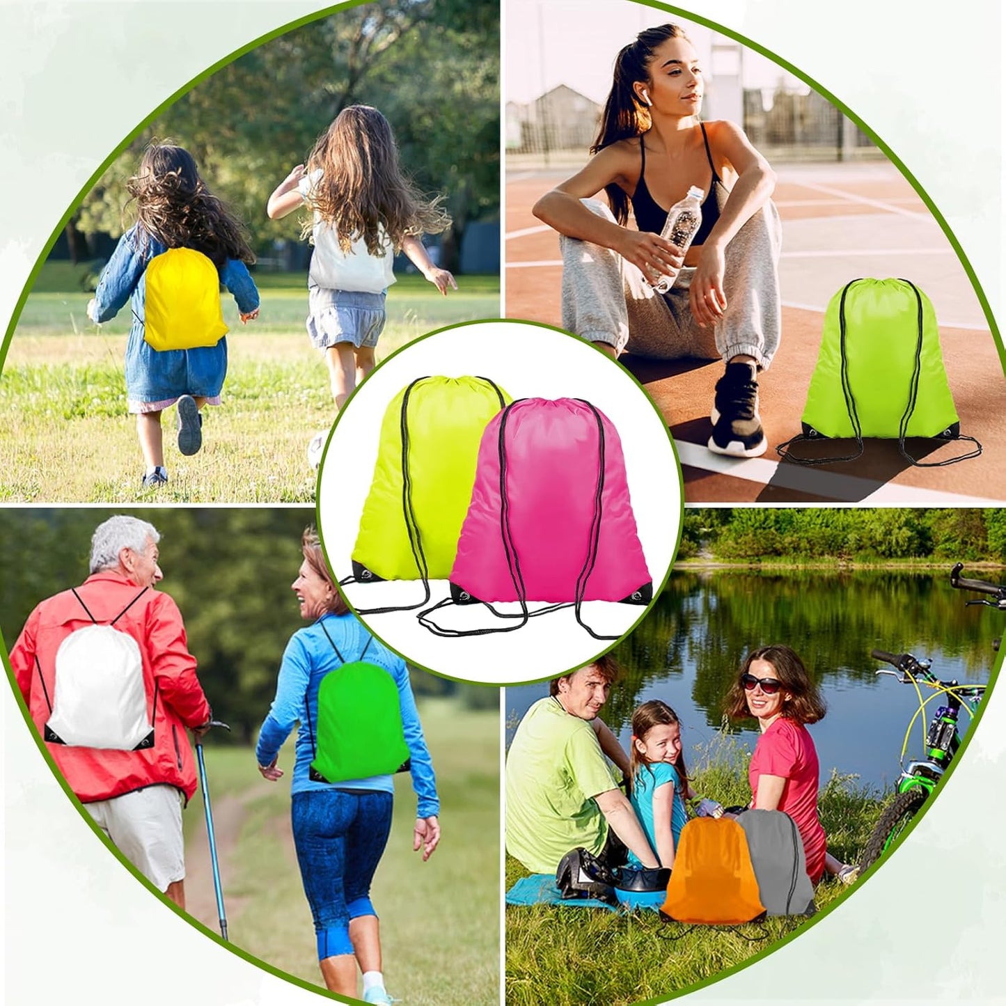 Skiennix 120-Piece Drawstring Bags Set - Colorful Bulk Drawstring Backpacks for Gym & Travel