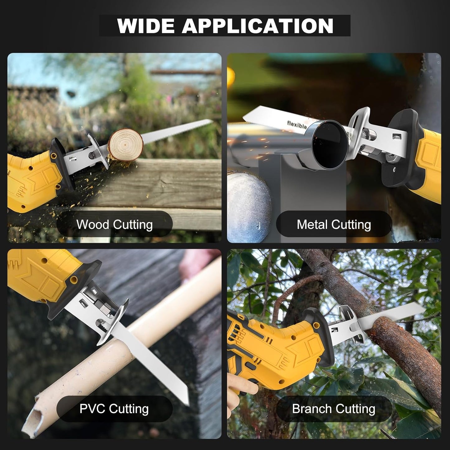 Dewalt 20V Cordless Reciprocating Saw - 150W Variable Speed Cutting Tool with 4 Blades for Wood, Metal & PVC