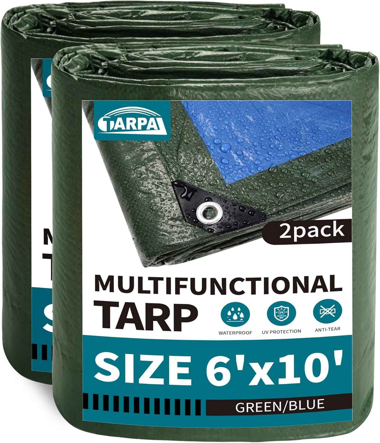 20x30 Feet Waterproof Green Tarp - Heavy-Duty Multipurpose Cover for Outdoor Use