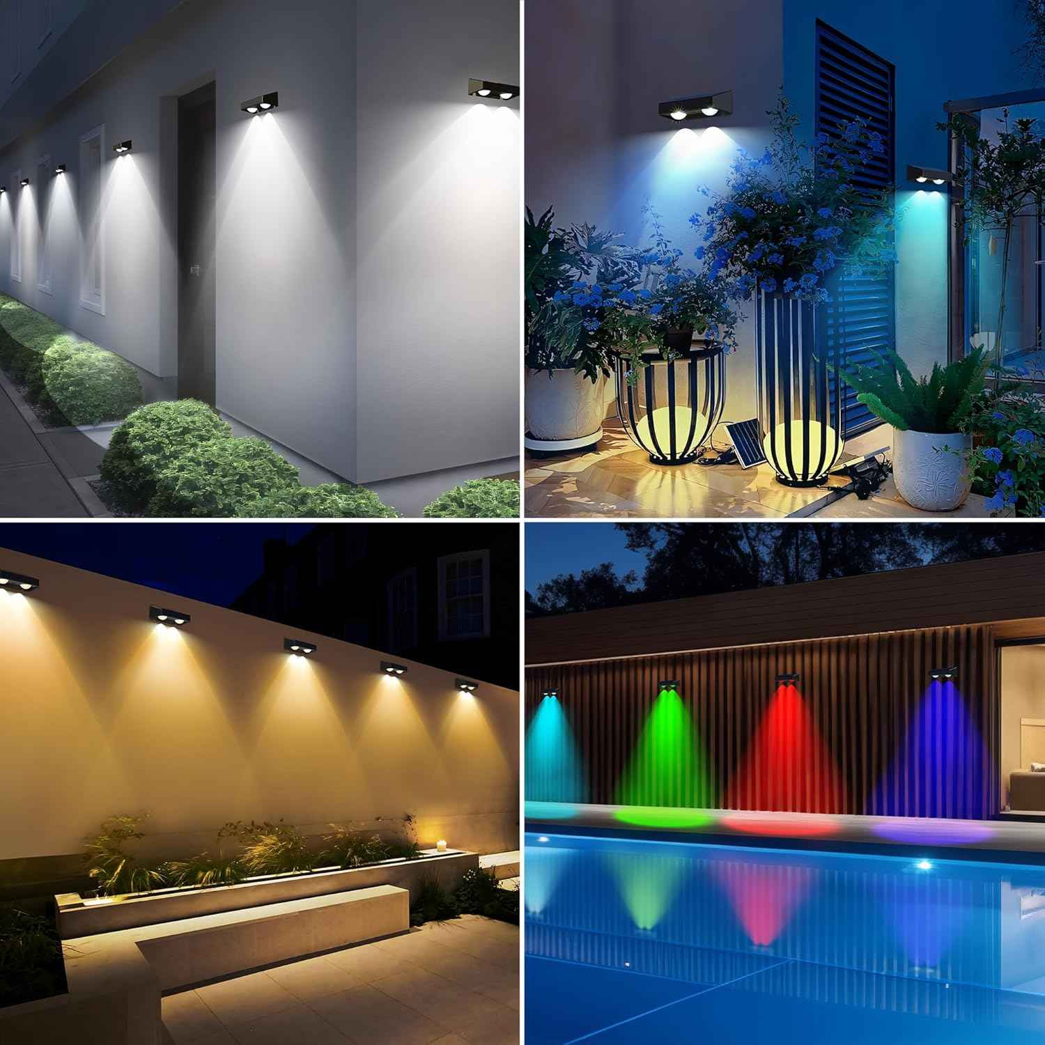 Brizled 12-Pack Solar Fence Lights – RGB & White Color-Changing Outdoor Wall Lights, IP65 Waterproof for Decks & Stairs