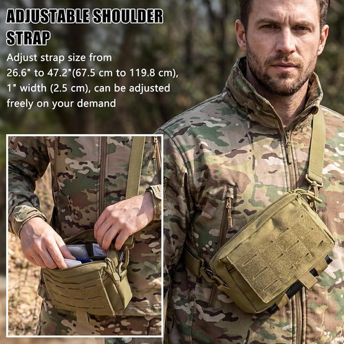 Bvya Tactical Molle Admin Pouch - Front Laser-Cut Loop EDC Utility Tool Pouch | Versatile Waist Pack with Flag Patch