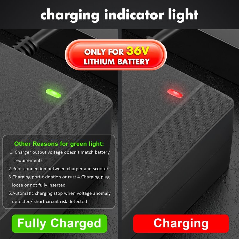 36V Lithium Battery Charger, ETL Certified 42V 2A Charger for Electric Scooter Hoverboard Ebike, Compatible with Gotrax,Jetson,Ninebot,Volpam,Segway, Sisigad,Hover 1 (for 36V Lithium Batteries only)