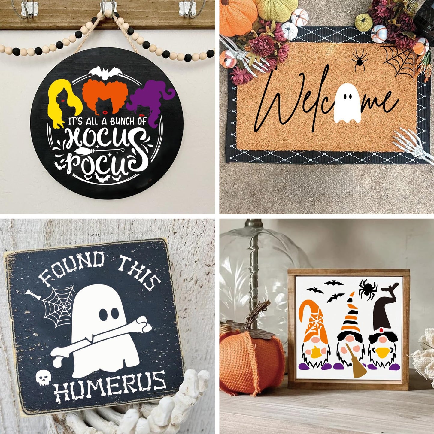 Halloween Stencils for Door Mats Large Reusable Halloween Rug Doormat Stencil for Painting on Wood Crafts Shirts Glass Door Hanger Sign (bat21)